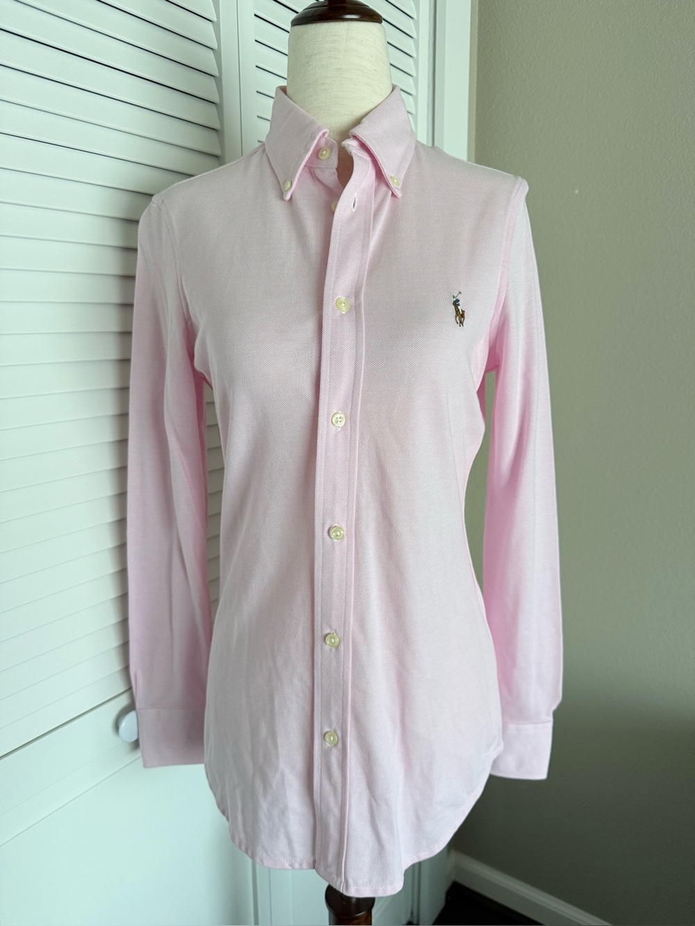 Ralph Lauren Women’s Pink Button-Down Oxford Shirt Slim Fit Size Small NWT